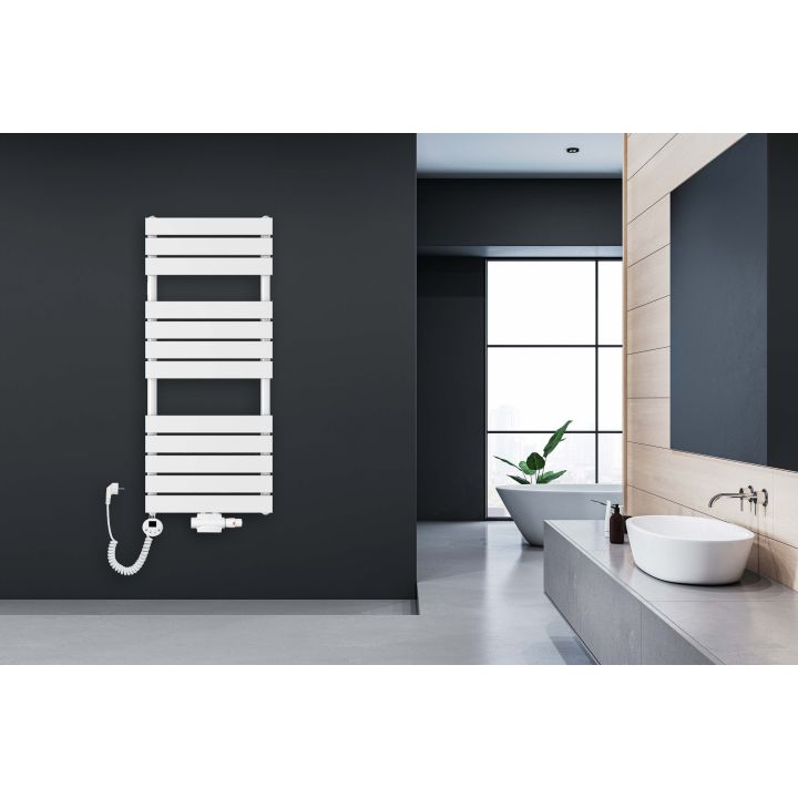 Grzejnik łazienkowy wodno-elektryczny Mila 1200x500 biały 5