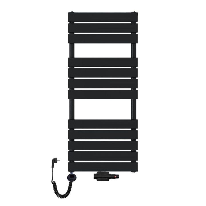 Grzejnik łazienkowy wodno-elektryczny Mila 1200x500 czarny