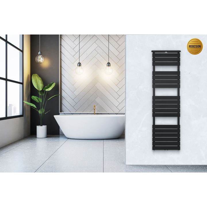 Grzejnik łazienkowy Mila 1800x500 czarny z półką grzewczą 13