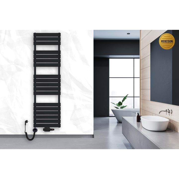 Grzejnik łazienkowy wodno-elektryczny Mila 1800x500 czarny