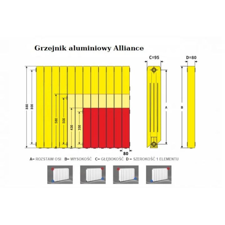 Grzejnik aluminiowy Alliance 350 4