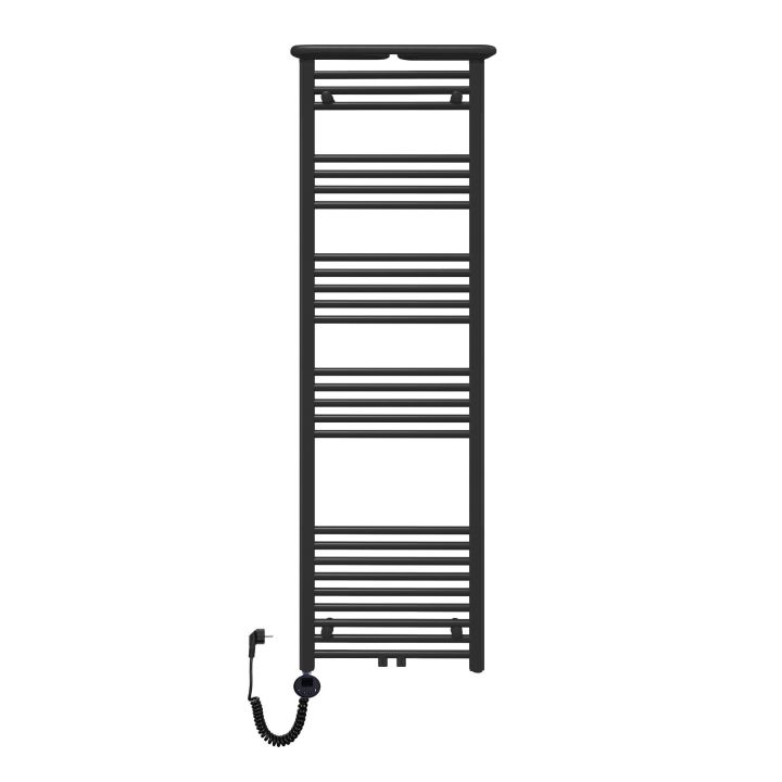 Grzejnik łazienkowy drabinkowy TRM 1600 czarny z półką grzewczą