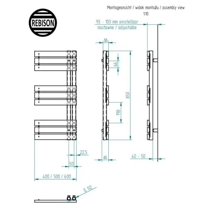 Grzejnik łazienkowy Sophia 0850 czarny elektryczny